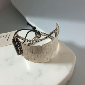 New Intricate Silvertone Nick Cuff Bracelet by From St Xavier